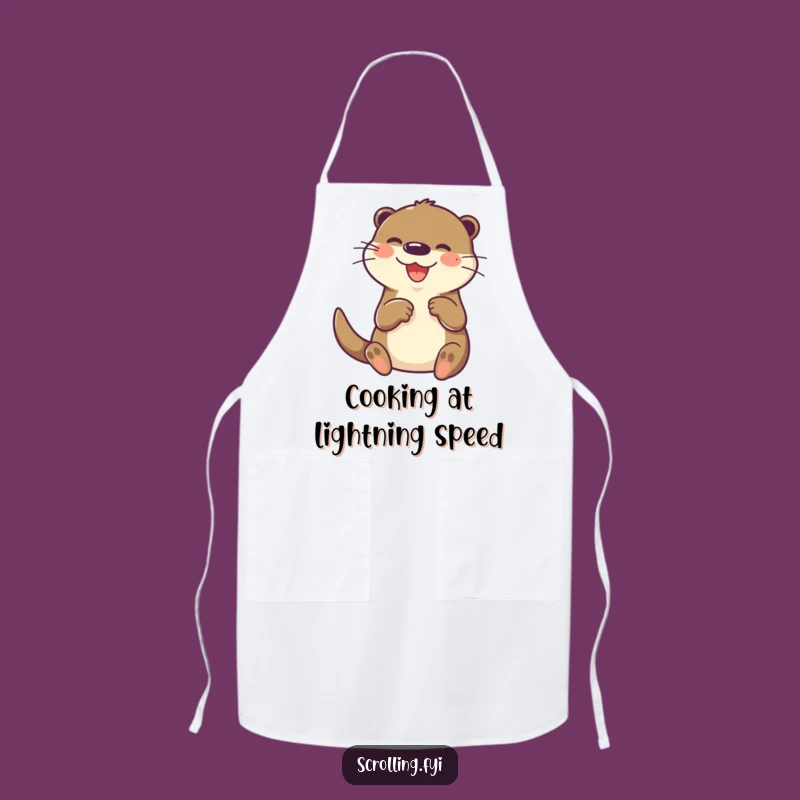 Funny Otter Tech Apron: Joyful Paw Tapping Bib for Techy Cooks