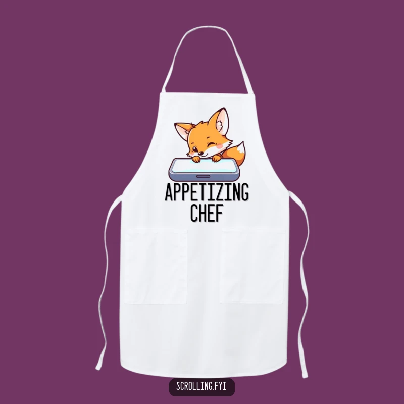Funny Fox Tech Peek Apron: Cook & Scroll with Tech-Savvy Humor!