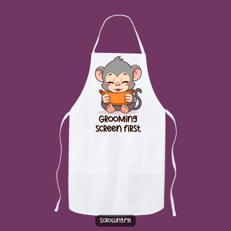 Funny Monkey Apron: Vigorously Scrolling for Screen-Savvy Cooks