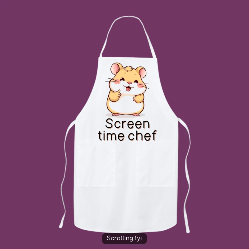 Funny Hamster Apron: Scrolling Hamster Chef, Kitchen & Tech Fun Gift!