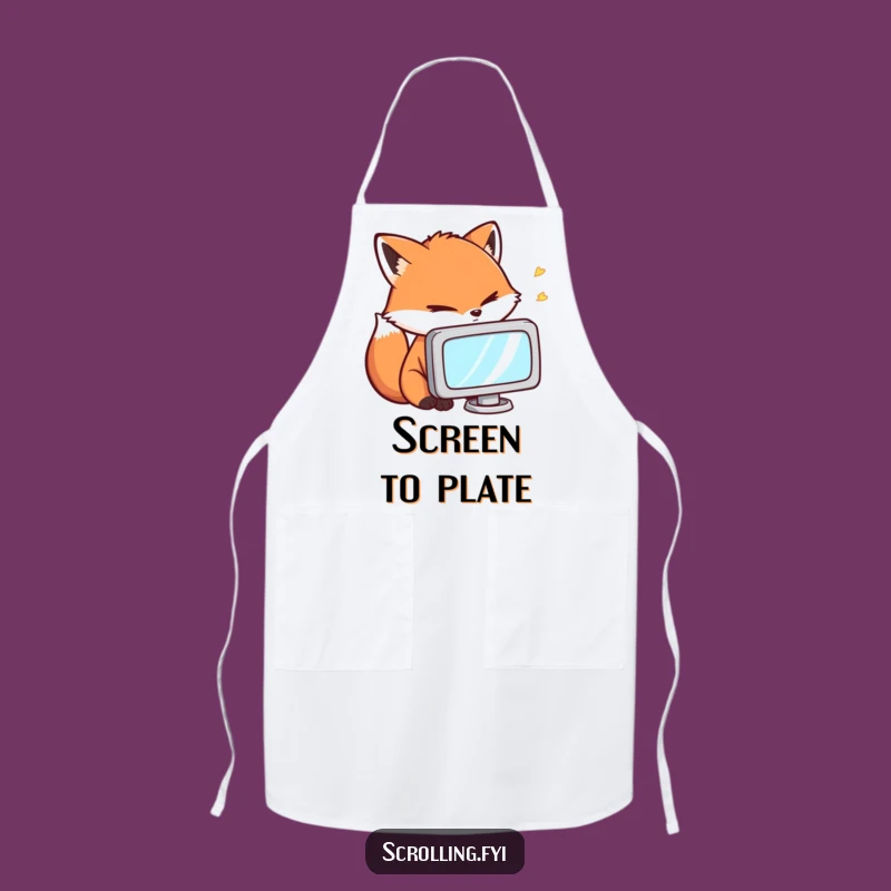 Funny Fox Gamer Apron: Intense Kitchen Focus & Humor Gift