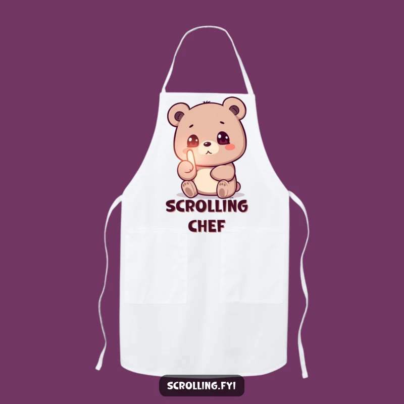 Funny Bear Screen Addict Apron: Cook with Digital Distraction Humor