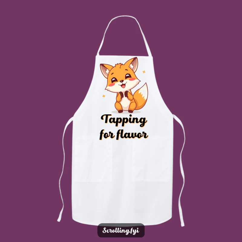 Funny Fox Typing Apron: Cheerful Fox Tapping Screen, Perfect for Digital Chefs