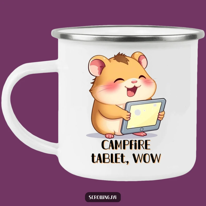 Funny Hamster Tablet Camping Mug: Adventure Tech Buddy, Hilarious Gift