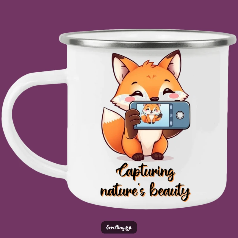Funny Fox Photographer Camping Mug: A Smiling Fox Capturing Memories With Its Phone