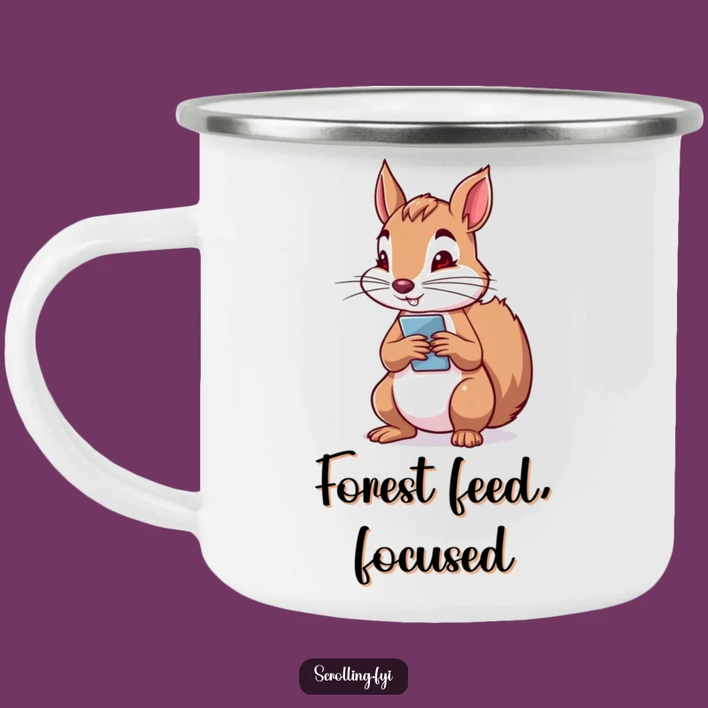 Funny Squirrel Phone Camping Mug: Determined Outdoor Scroll, Perfect Gift