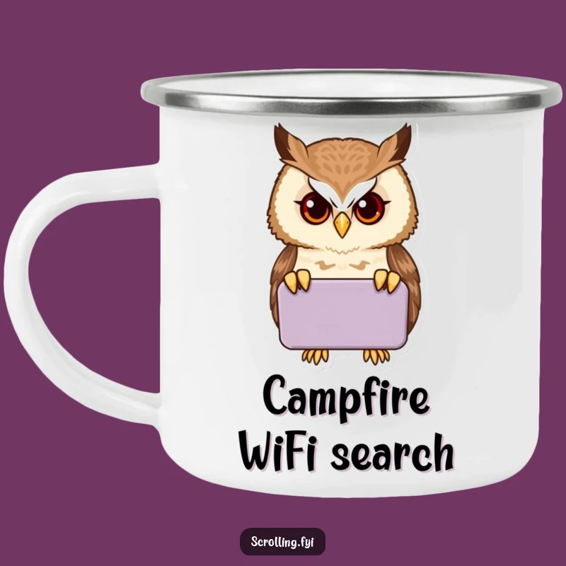 Funny Proud Owl Tech Camping Mug - Adventure Ready Gadget Humor