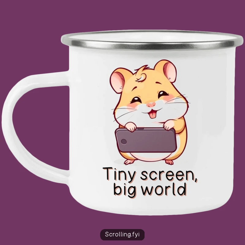 Funny Giggling Hamster Camping Mug, Durable Phone Meme Cup, Ideal Funny Outdoor Gift