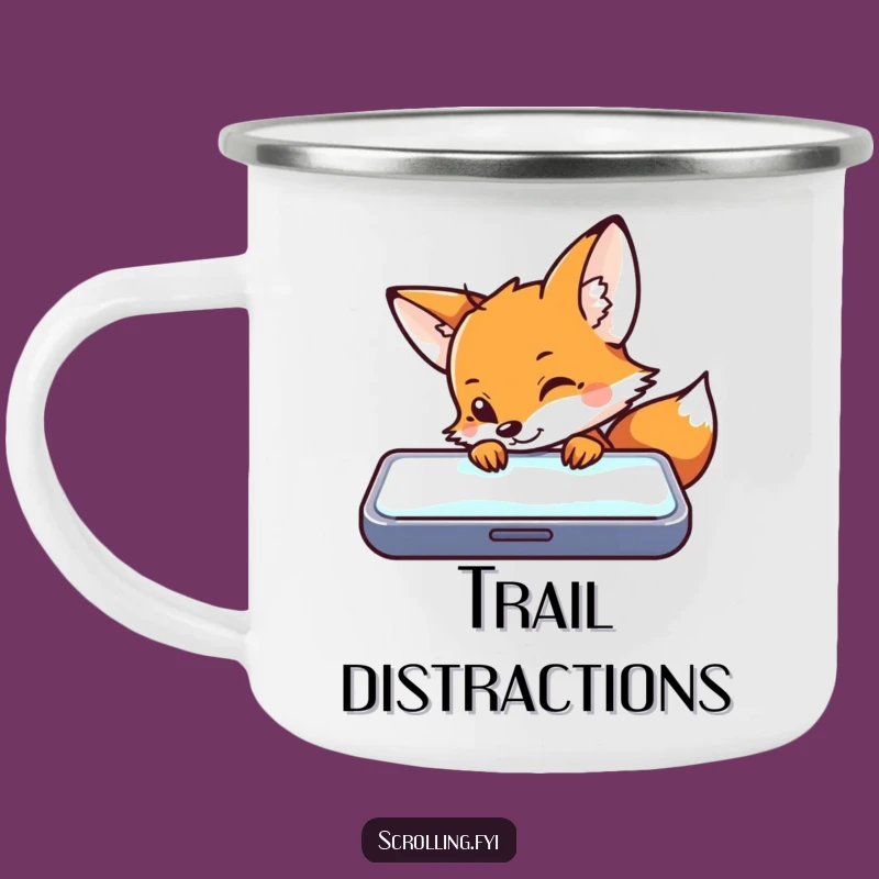 Funny Fox Tech Peek Camping Mug: Adventure & Tech Humor Off-Grid!