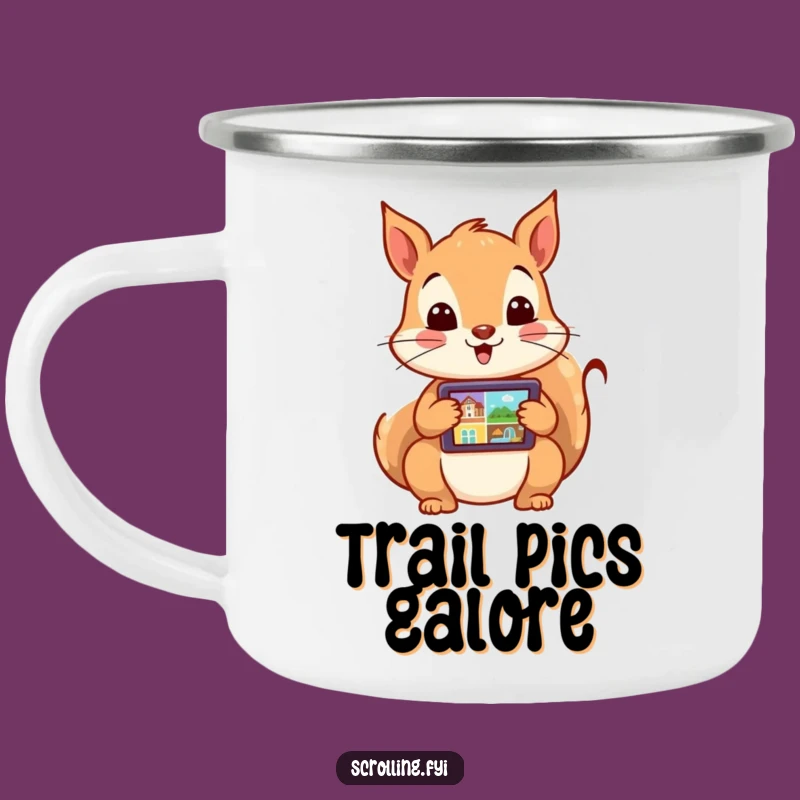 Funny Squirrel Camping Mug: Excited Scrolling for Outdoor Tech