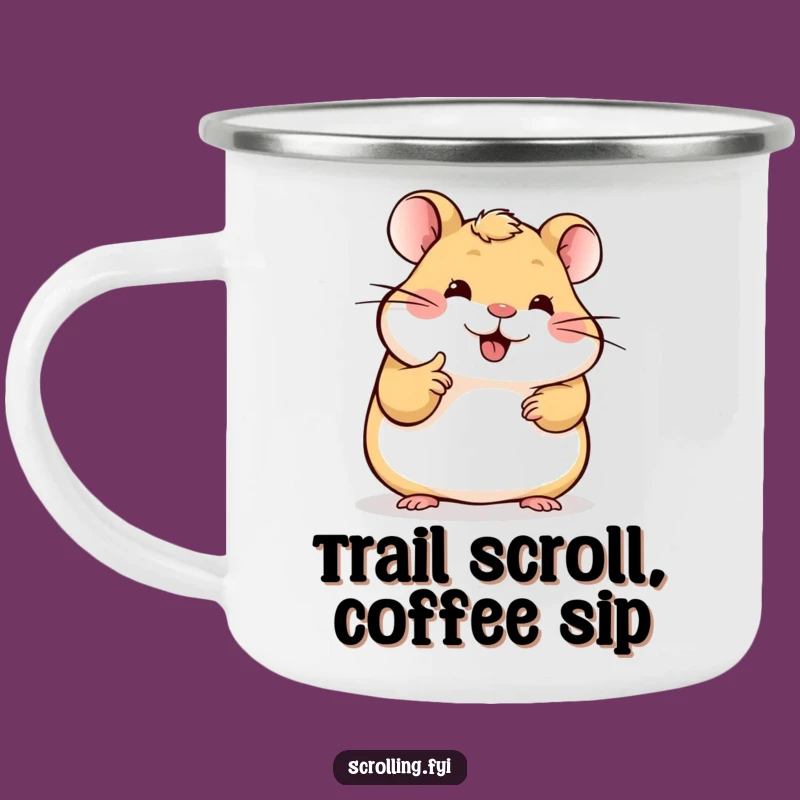 Funny Hamster Camping Mug: Scrolling Hamster, Rugged & Hilarious Tech Gift!
