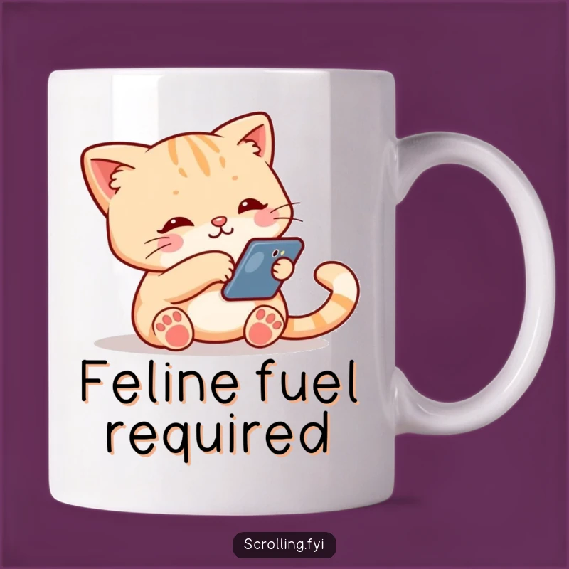 Funny Cat Phone Mug: Adorable Cat Scrolling, Tech Humor, Perfect Funny Gift