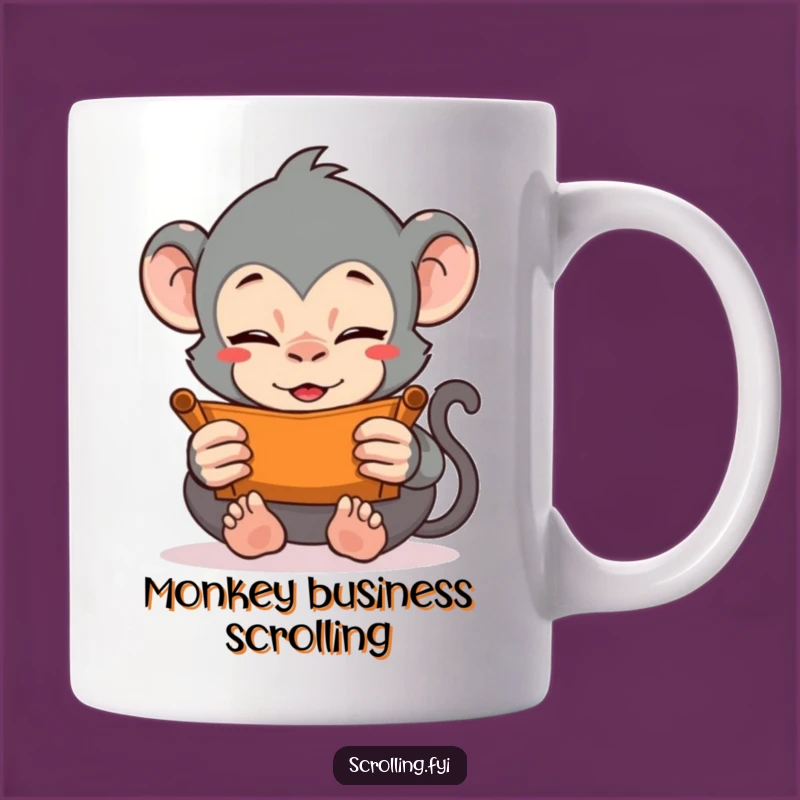 Funny Monkey Scrolling Mug: Vigorously Addicted Gift for Screen Addicts