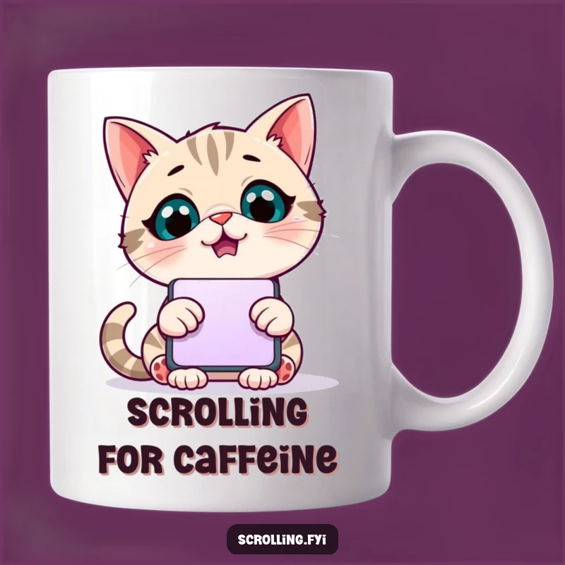 Funny Scrolling Cat Mug: The Perfect Gift for Tech-Addicted Felines