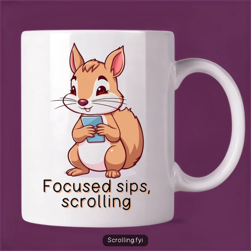 Funny Squirrel Phone Mug: Determined Scroller, Perfect Tech Gift