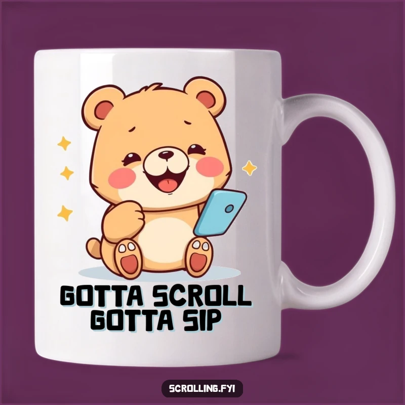 Funny Bear Phone Addict Mug: Perfect Hilarious Gift for Tech Lovers!