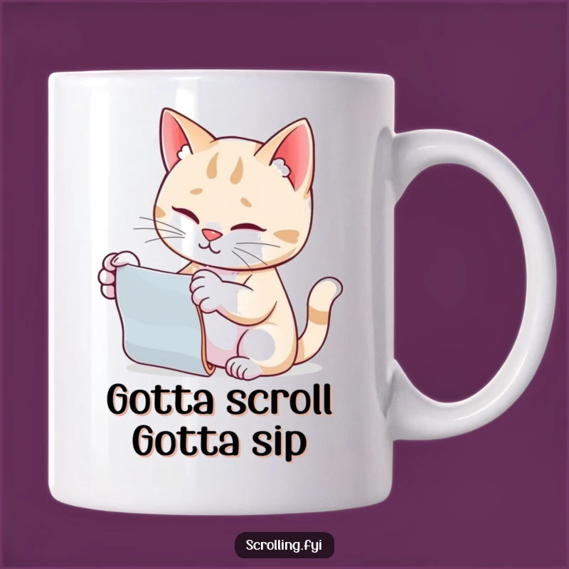 Funny Cat Scrolling Mug: Hilarious Tech Pet Owner Gift, Purrfectly Funny!