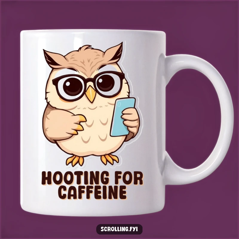 Funny Owl Squinting Mug: A Hilarious 'Wise Tech' Gift for the Spectacled Phone User