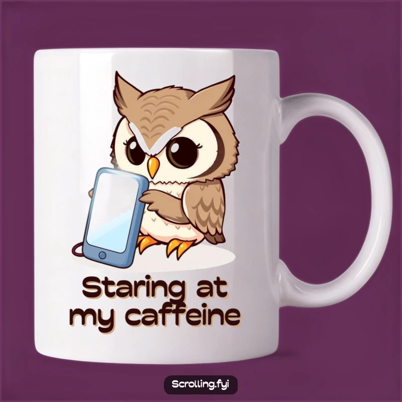 Funny Owl Phone Mug: Curious Peering Gift for Tech-Savvy Scholars
