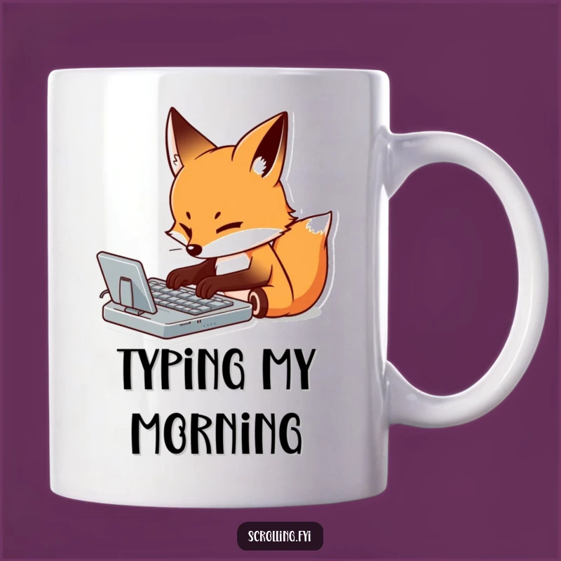 Funny Fox Typing Mug: Focused Coder Humor, Perfect Gift for Busy Foxes