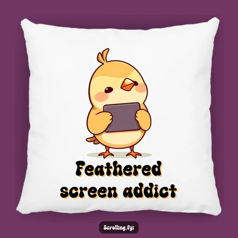 Funny Bird Watching Device Pillow, Cozy Tech Humor Cushion, Adorable Funny Gift