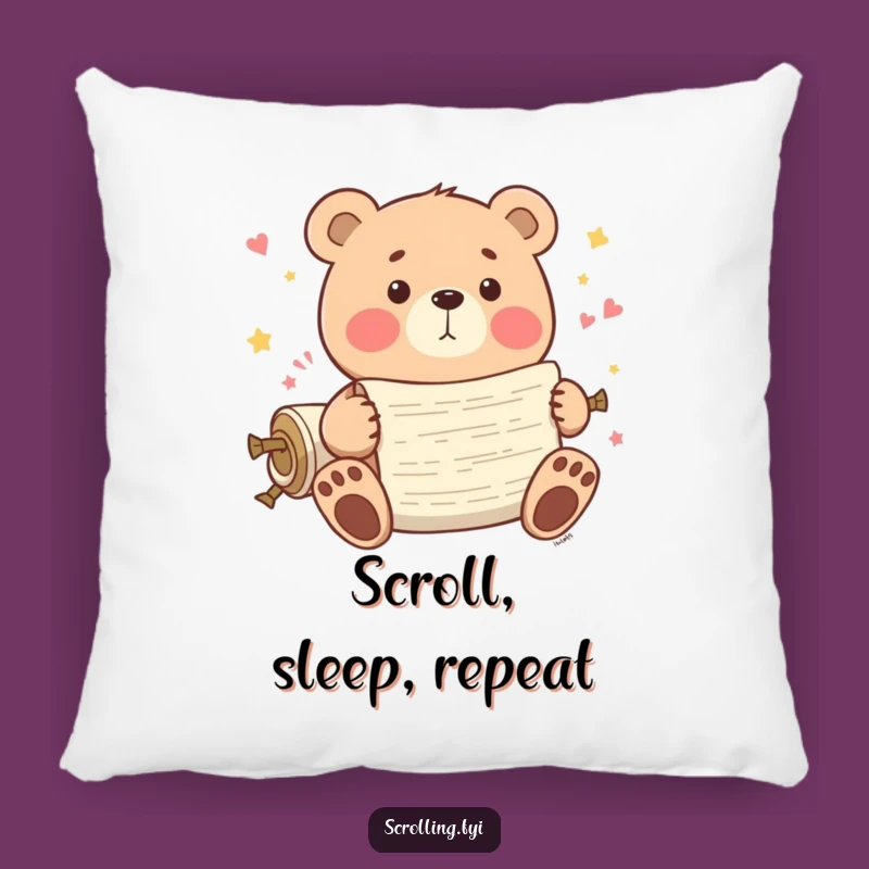 Funny Bear Scrolling Pillow: Cozy Comfort with a Playful Endless Content Bear