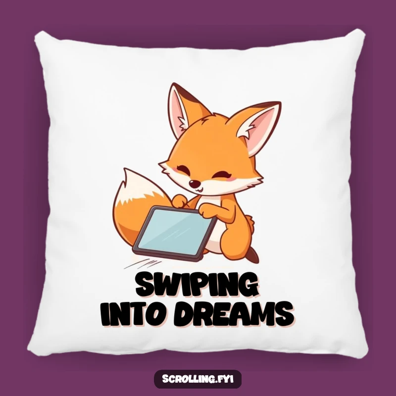Funny Fox Pillow: Speedy Swiper Cushion, Soft & Hilarious Tech Gift!