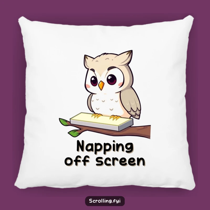 Funny Owl Tech Pillow: Cozy Comfort for the Digitally Obsessed