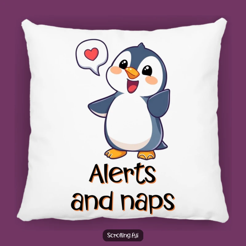 Funny Penguin Notification Pillow A Comfy Gift for Tech Lovers Who Appreciate Humor