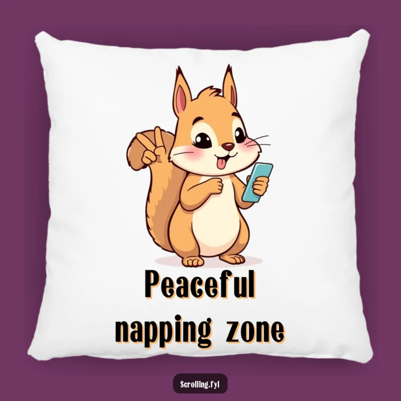 Funny Silly Squirrel Peace Pillow - Cozy & Hilarious Decor