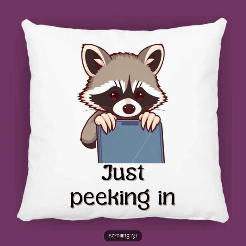 Funny Mischievous Raccoon Pillow: Cozy Curiosity Comfort, Adorable Funny Gift