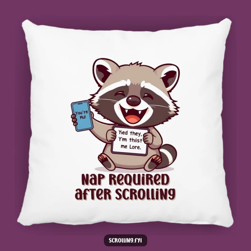 Funny Raccoon Meme Pillow: Delighted Raccoon Cuddles Laughs, Comfy Gift