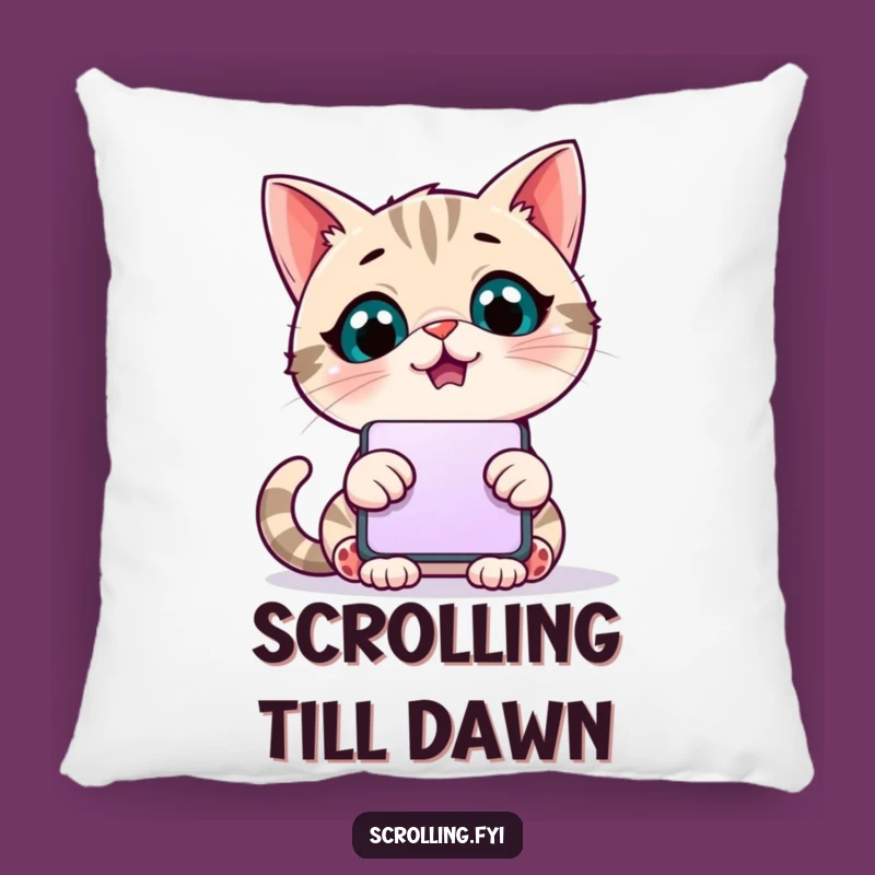 Funny Scrolling Cat Pillow: Cozy Up with Digital Comfort