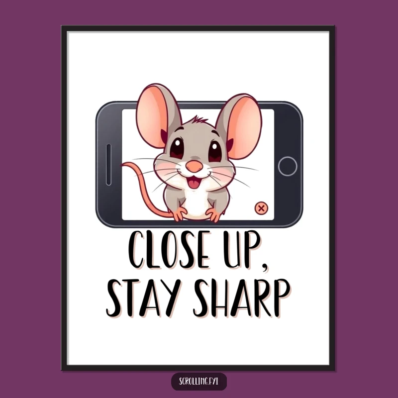 Funny Mouse Phone Digital Art: Hilarious Printable for Techie Home Decor