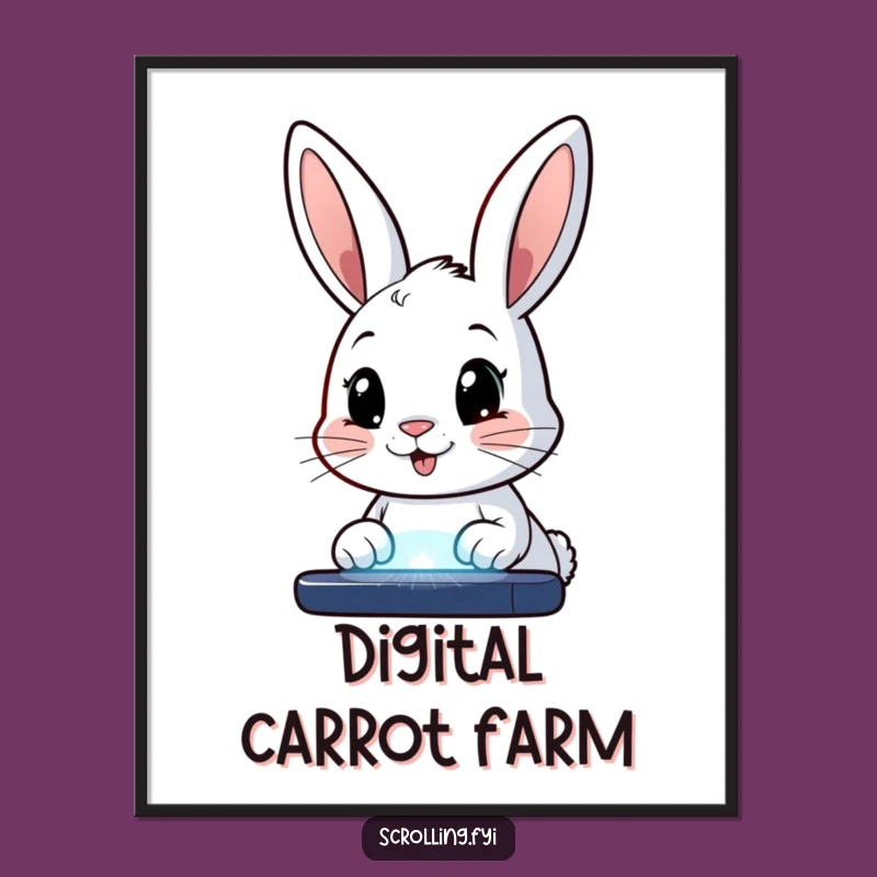 Funny Bunny Screen Digital Art: Wide-Eyed Bunny, Instant Digital Whimsy, Perfect Funny Gift