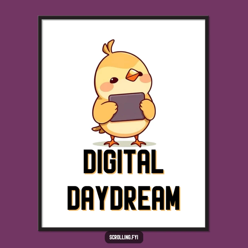 Funny Bird Watching Device Digital Art, Whimsical Tech Download, Instant Funny Gift