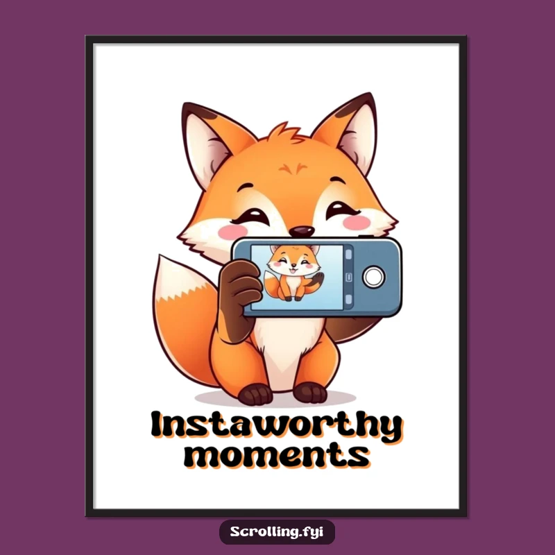 Funny Fox Photographer Digital Art: A Smiling Fox Capturing Memories With Its Phone