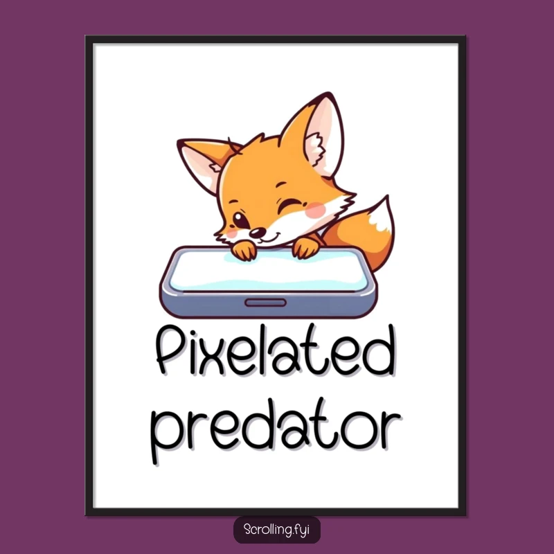Funny Fox Tech Peek Digital Art: Hilarious Tech-Themed Decor for Your Space!