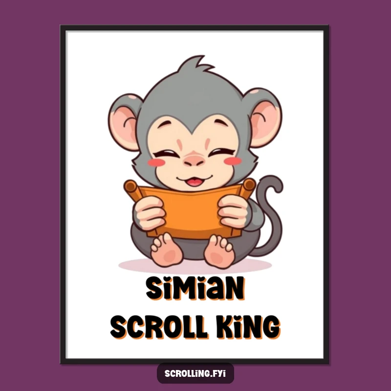 Funny Monkey Scrolling Digital Print: Vigorously Humorous Art