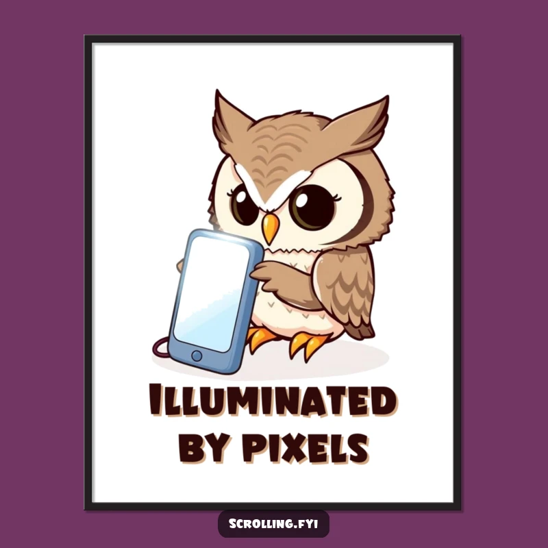 Funny Owl Phone Digital Art: Curious Peering Print for Instant Wisdom