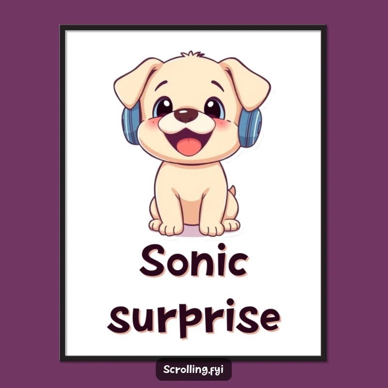 Funny Puppy Notification Digital Art: Joyful Pup Surprise for Your Walls!