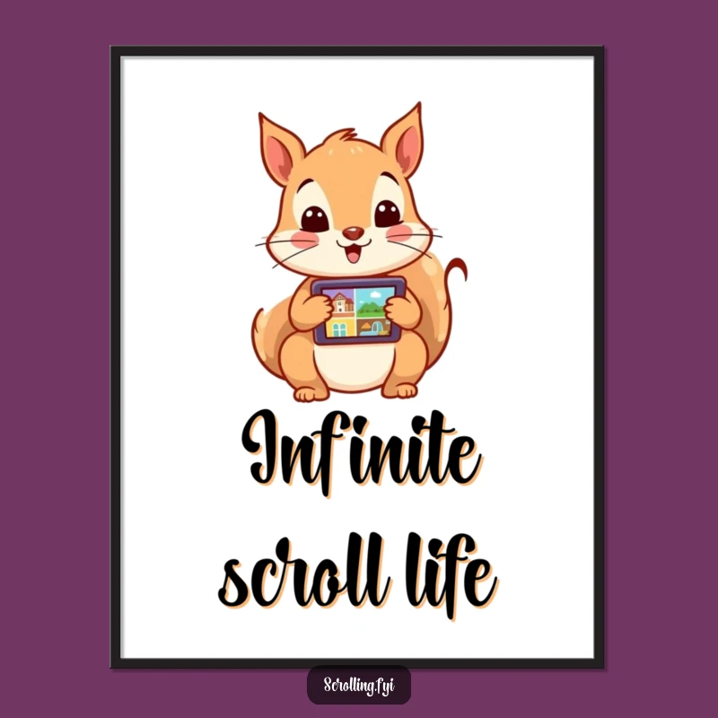 Funny Squirrel Tablet Digital Print: Excited Art for Instant Decor