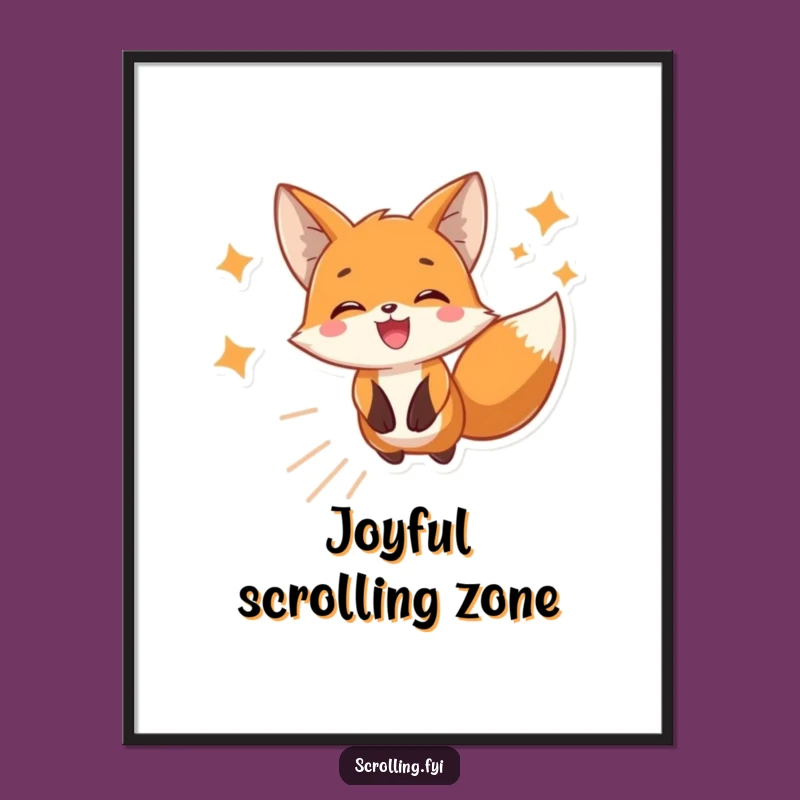 Funny Fox Scrolling Digital Print - Hilarious Wall Art for Modern Homes