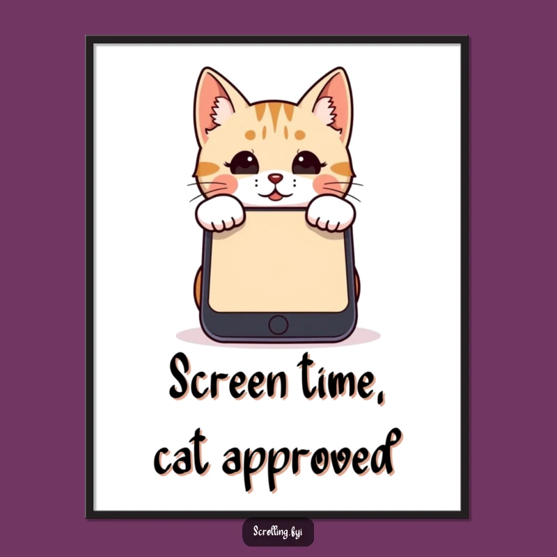 Funny Cat Smartphone Digital Print: Instant Humor for Tech-Savvy Walls!