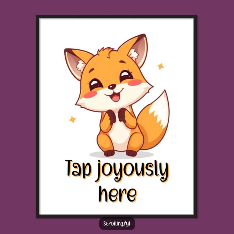 Funny Fox Typing Digital Art: Cheerful Fox Focus, Instant Workspace Decor