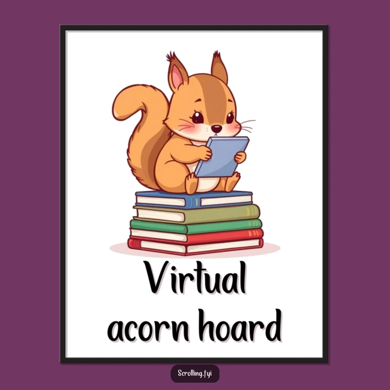 Funny Squirrel Screen Addict Digital Art: Hilarious Wall Decor, Perfect Tech Gift