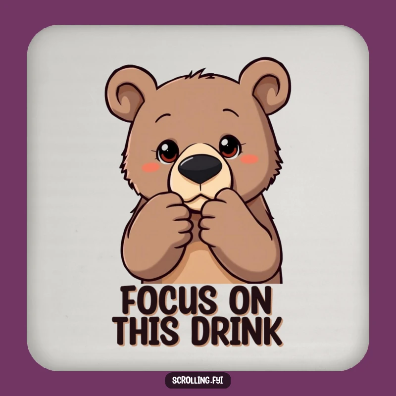 Funny Bear Zoom Coaster - Protect Surfaces with Focused Humor