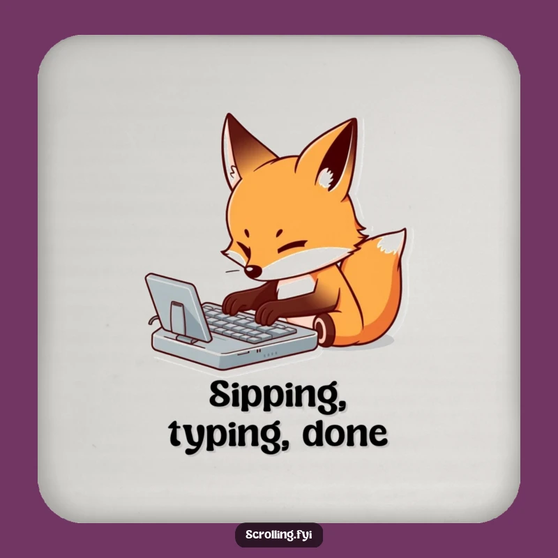 Funny Fox Typing Coasters: Protect Surfaces with Focus, Perfect Gift