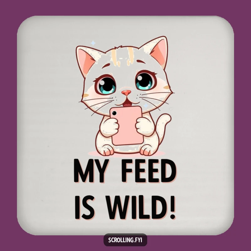 Funny Surprised Cat Coaster: Protect Surfaces from Phone Shock, Chic Funny Gift