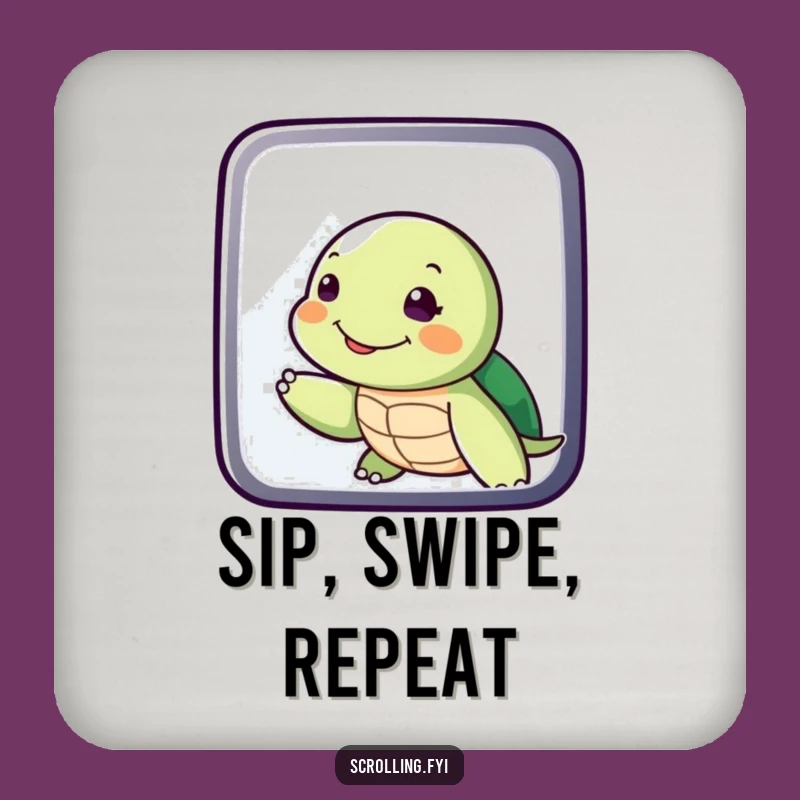 Funny Turtle Swiping Display Coaster, Slow Humor Table Protector, Perfect Funny Gift